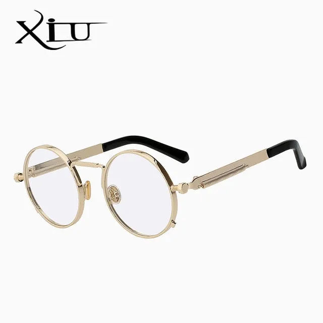 Xiu Brand Men's Steampunk Men Women Sunglasses Round Metal