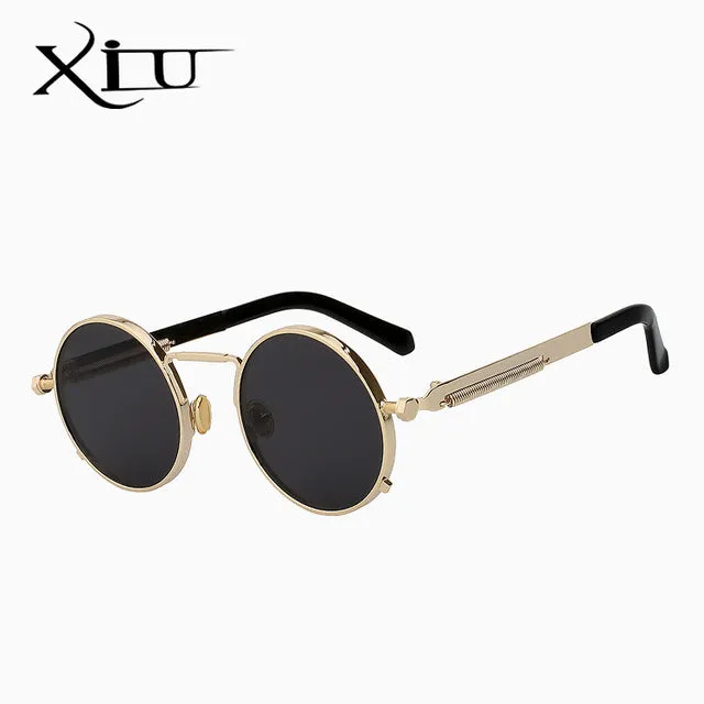 Xiu Brand Men's Steampunk Men Women Sunglasses Round Metal