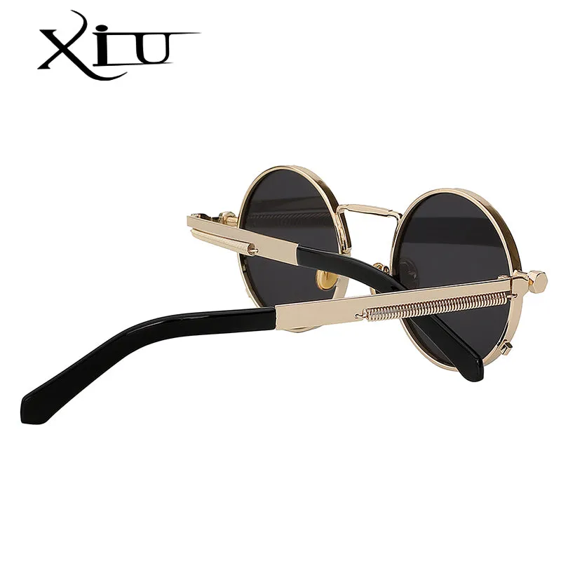 Xiu Brand Men's Steampunk Men Women Sunglasses Round Metal